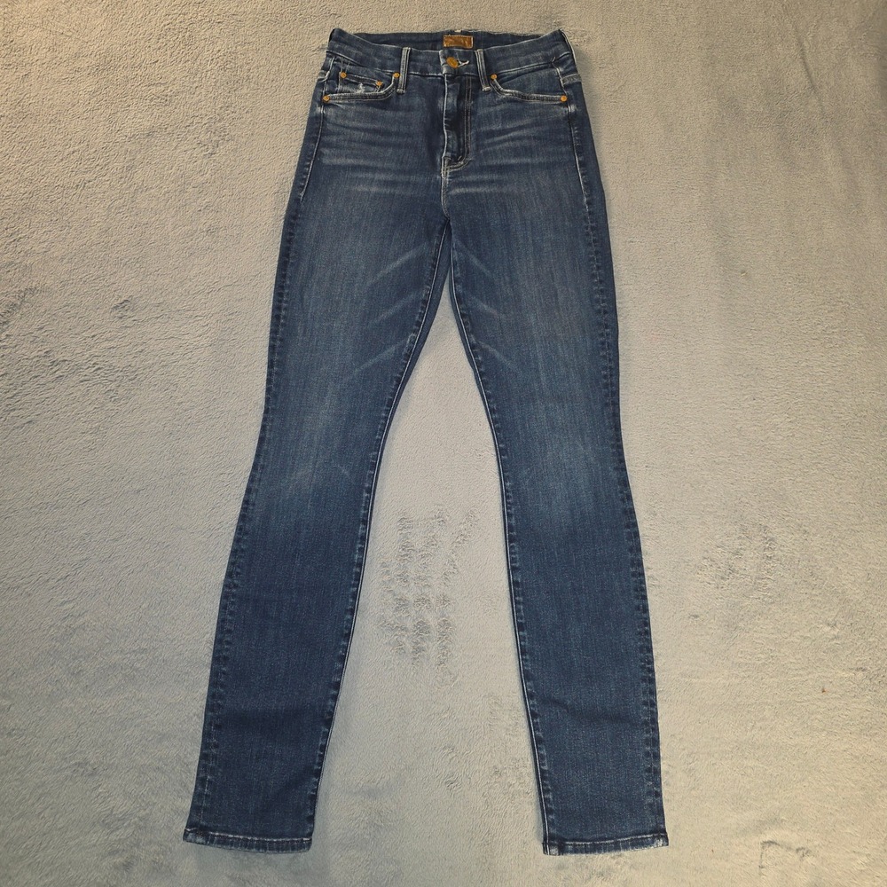 Mother High Waisted Looker Skinny Jeans Blue Medium Wash Denim Made in USA 25